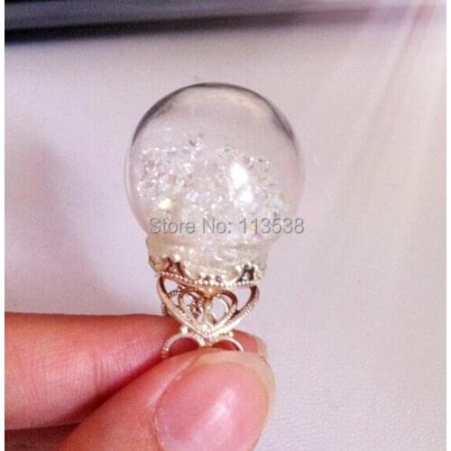 Free ship!!! NEW 30sets/lot 25mm Glass globe with silver ring setting base set glass bubble DIY Glass bottle glass vial jewelry