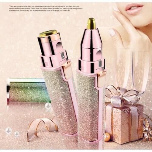 12Set/Lot Eyebrow Trimmer Razor Battery Electric USB Charging Two In One Mini Lipstick Hair Shaver Lady Removal HA2382
