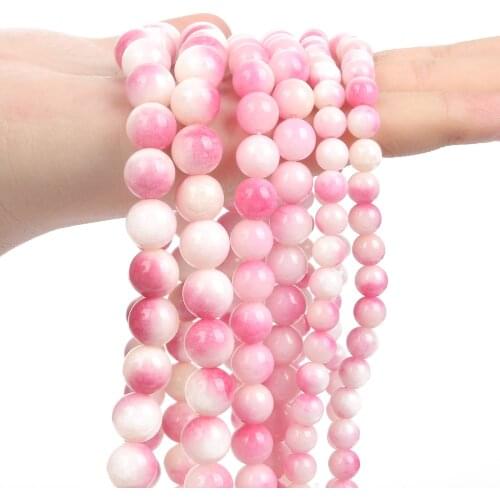 Natural Stone Beads Pink Peaches Round Loose Spacer Beads For Jewelry Making Needlework DIY Bracelet Necklace Accessories 4-10MM