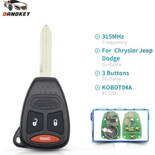 Dandkey 315mhz Remote Control Key KOBDT04A Fob Car Cover Case For dodge chrysler jeep Dakota Durango Charger 300 Aspen Grand
