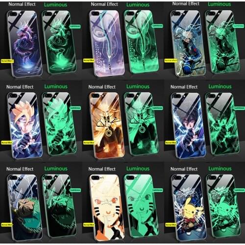 Cartoon Dragon Luminous Glass Phone Case For iPhone 12 11 Pro MAX X XS XR 6 7 8 PLUS SE 2020 Tempered Glass Cover Phone Case