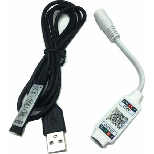 DC5-24V USB/DC Mini Bluetooth compatible smart phone APP wireless control 5050 3528 RGB LED strip controller