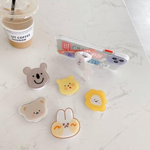 3D Cute Phone Holder 3D Animals Bear Rabbit Leopard Finger Grip Expanding Socket for xiaomi poco For iPhone 11 12 pro Max Stand