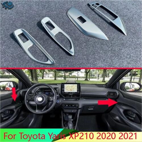 For Toyota Yaris XP210 2020 2021 Stainless steel Door Window Armrest Cover Switch Panel Trim Molding Garnish