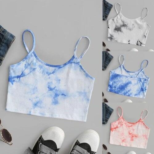 E-Girl Y2K Women Sexy Tie-dye Crop Tops Summer Camis Women Casual Tank Tops Vest Sleeveless Crop Tops Club Camisole Party Vest