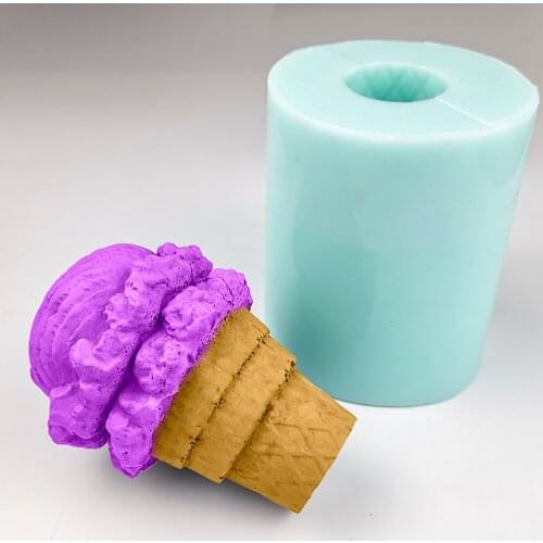 PRZY Soap Molds Fondant Soap 3D Mould Silicone Ice Cream Cone Molds Handmade Ice Cream Mold Clay Resin Candle Mould