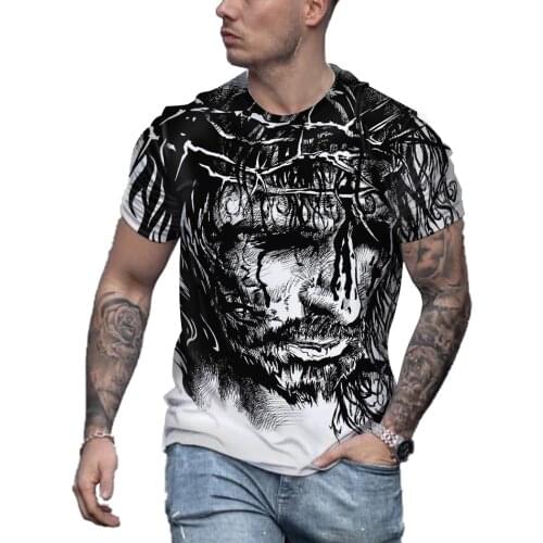 Jesus Christ 3D Printed New T Shirt For Men Short Sleeved Oversized Christians Like Streetwear Tops Large Size Hot Sale Tees