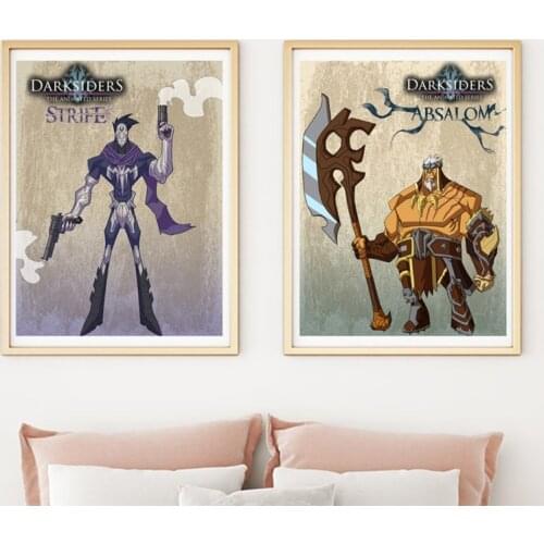 Darksiders Animated Series Fury War Absalom Death Strife Art Canvas Poster Painting Wall Picture Print Home Bedroom Decoration