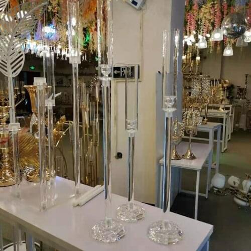 IMUWEN Crystal Candle Holders Table Craft Wedding Centerpiece Pillar Stand Road Lead Party Candlesticks Home Decora