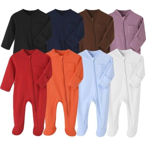 3 Pcs/Lot Solid Long Sleeve Newborn Boy Girl Romper Set Unisex Cotton Zipper Baby Romper Jumpsuit Infant Outfit Roupas de bebe