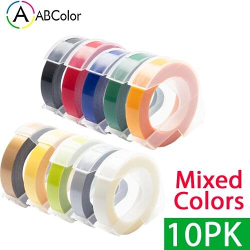 10Pcs 3D Embossing PVC Label Tapes 9mm*3m Mixed Color for Dymo 3D Embossing Label Tapes Motex E101 E-202 E303 1540 12695 Printer