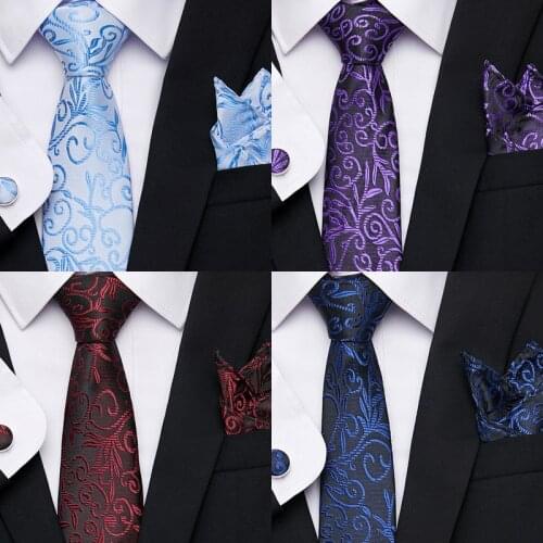 Brand Hot sale Festive Present Tie Pocket Squares Cufflink Set Necktie Plaid Shirt Accessories Mans Dropshipping