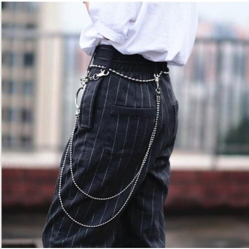2019 new stainless steel metal beads pants chain hip hop street hipster waist chain double bead chain