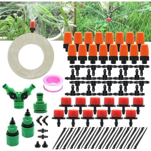 MUCIAKIE 50M Micro Drip Irrigation Kit Garden Automatic Watering System Adjustable Atomization Nozzle With 4/7MM Transprant Hose