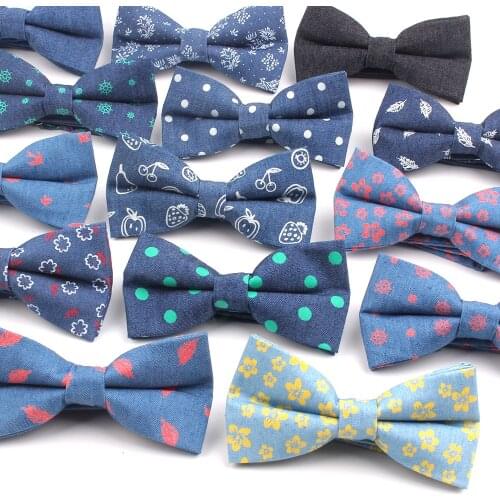 Jeans Men Bow Tie Casual Dots Bowtie For Men Women Adult Denim Bow Ties For Business Wedding Butterfly Suits Cravats Bowties