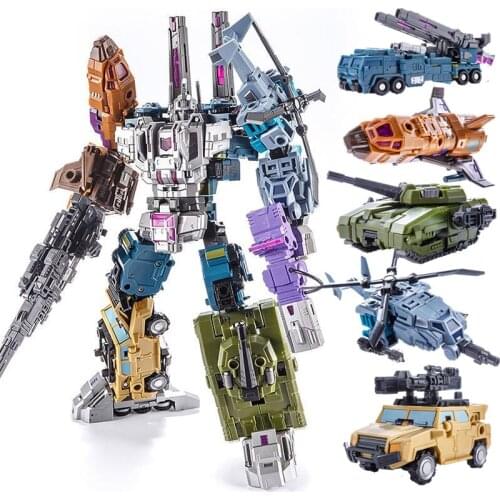 NEW movie 5 in 1 Transformation Action Figure Toys boy Anime KO G1 predaking Robot Car Tank Engineering Model kids Toy Gift PT05
