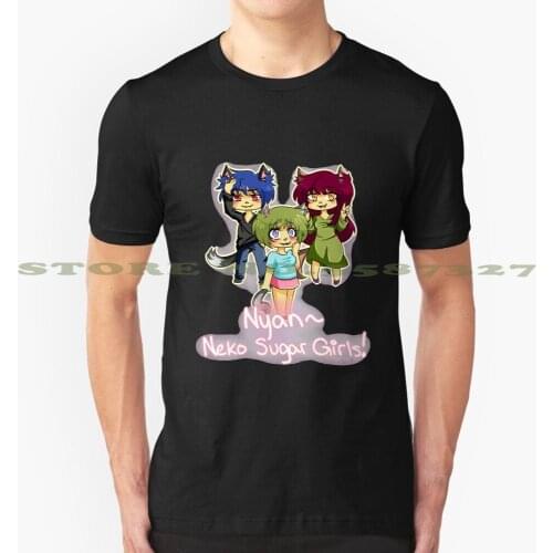 Nyan~ Neko Sugar Girls! Fashion Vintage Tshirt T Shirts Nyan Neko Sugar Girls Anime Manga Chibi Neko Rako Hitoshi Kaneko