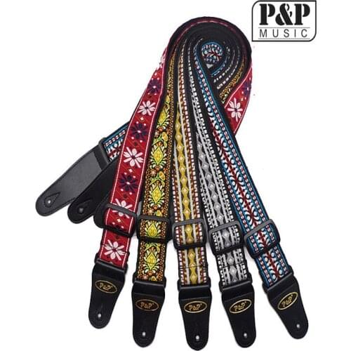 P&P 1pcs Chinese style Embroidery guitar strap for bass acoustic electric guitar shoulder strap guitar accessories parts