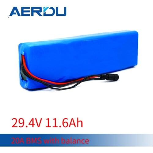 AERDU 7S4P 24V 12ah 18650rechargeable lithium battery pack with BMS for electric motor bicycle ebike scooter wheelchair cropper