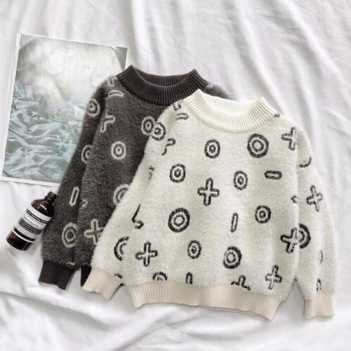 Casual Printed Children Pullover Clothing Autumn Winter Thicken Warm Baby Boys Sweater Mink Cashmere Kids Boys Sweaters 12M-6T