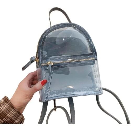6PCS / LOT Cute Clear Transparent Women Backpacks PU Jelly Color Student Schoolbags Fashion Teenage Girls Bags For School Bag