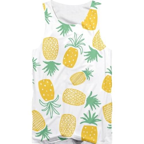 UJWI Pineapple Vest Fruit Print Undershirt Yellow Fashion Tank Shirt Sports Personality Uniesx Tops Exercise Wholesale Dropship