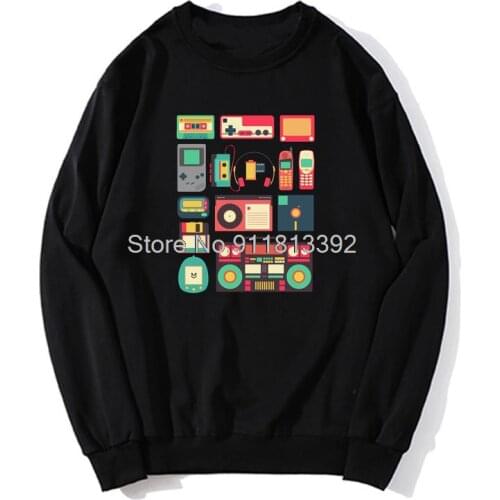 Techno Game PC hoodie Console Cassette Controller Telephone Technology Videogame Hoodies Unisex Men Fleece Sweater Sweatshirt
