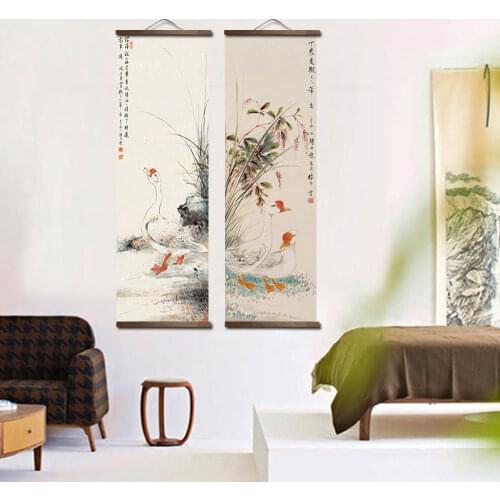 Chinese Japanese style flower animal canvas home decoration for living room wall art picture poster wood scroll paintings decor