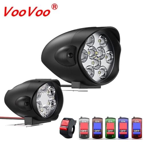 VooVoo 2Pcs 6/9 LED Motorcycle Headlight Assembly 12W/18W 1200LM+Switch Universal Scooter Bike Fog Spotlight 6500K Car Moto Lamp