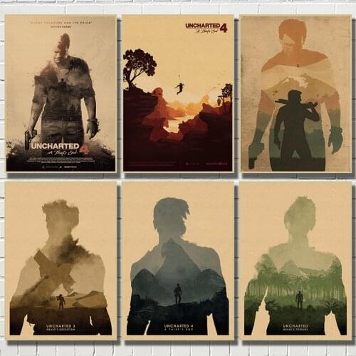 WTQ Uncharted Canvas Painting Classic Retro Poster Game Poster Bar Cafe Wall Decor Wall Art Picture Room Decor Home Decor