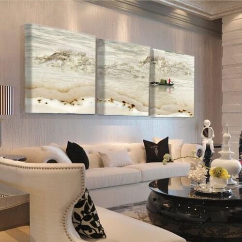 Yellow River Landscape Decorative Boat By Lake Canvas Painting On Wall Art Picture Home Decor T303