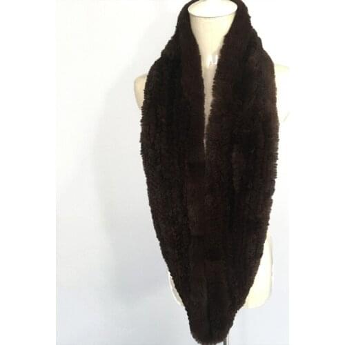 Autumn Winter Womens Genuine Knitted Rex Rabbit Fur Neck Rings Muffler Lady Warm Scarf Handmade Neck Warmers VF5028