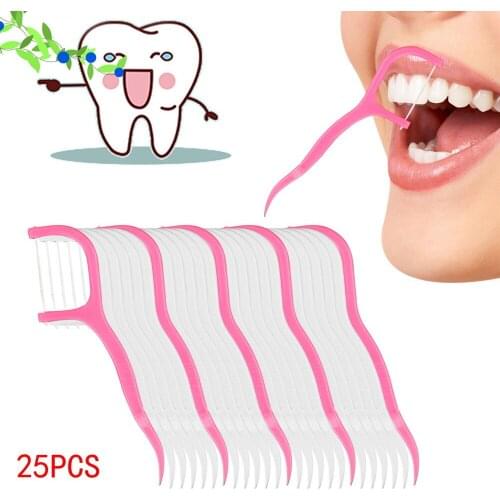 HILIFE Oral Care Toothpicks 25pcs/pack Teeth Cleaning Toothpick Plastic Tooth Picks Interdental Brush Dental Floss Disposable