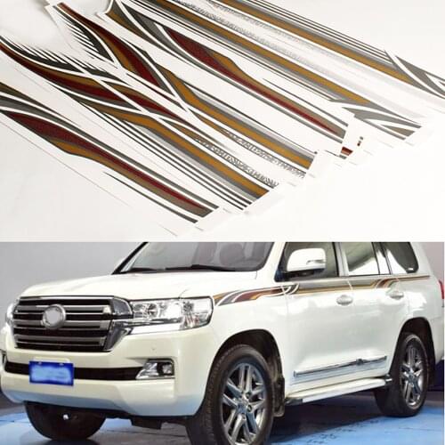 1Set Car Stickers Stripes Van Vinyl Decals Auto Body Waist Line Decor Decals For Toyota Land Cruiser 200 LC200 2016-2019 2020