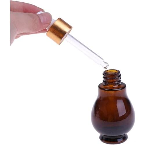 1PCS 10/20/30ml Glass Refillable Container Amber Glass Dropper Bottle Essential Oil Perfume Bottles Empty