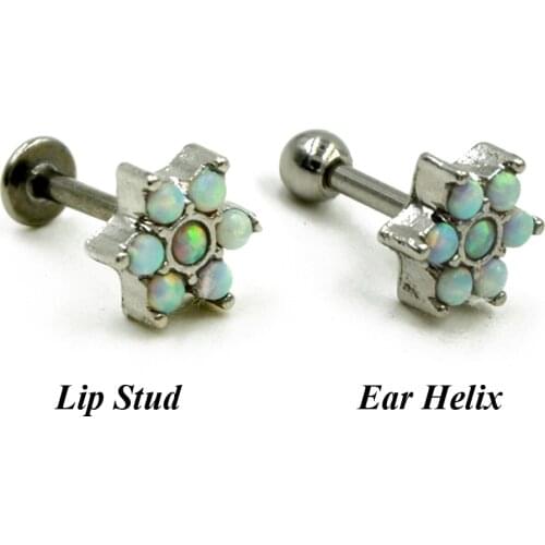 1Pc Opal Flower Ear Tragus Stud Cartilage Earring Labret Piercing Lip Ring Body Jewelry Retainers 16g