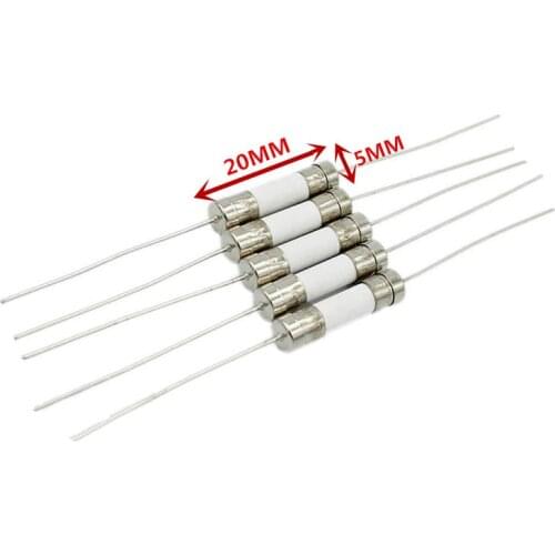 10PCS 5*20mm Ceramic fuse Slow Blow tube fuse With a pin 5x20mm 250V 1A 2A 3.15A 4A 5A 6.3A 8A 10A 12A 15A 20A 25A AMP
