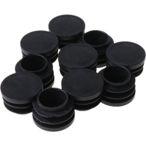 10Pcs Black Plastic Furniture Leg Plug Blanking End Cap Bung For Round Pipe Tube