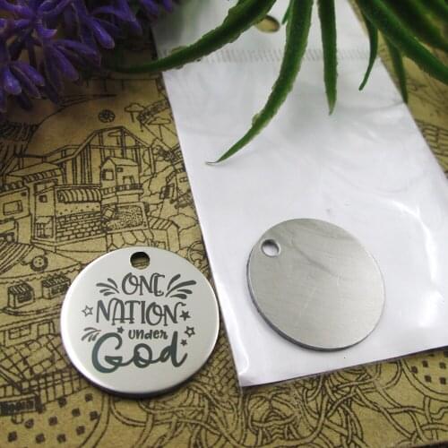 20pcs--"ONE NATION UNDER GOD"stainless steel charms 5 styles for choosing DIY Charms for necklace bracelets