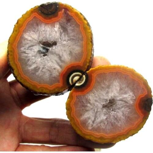221g Pair of Unpolished Achat Agate Thunderegg Half Geode - crystals and stones healing Mineral specimen Home Decor x0083