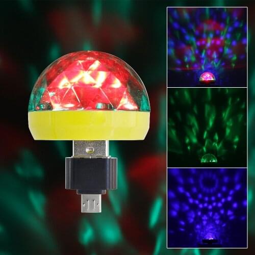 ANBLUB 1pcs LED Car USB Atmosphere Light DJ RGB Mini Colorful Music Sound Control LED Lamp USB-C 5V Crystal Ball Lamp