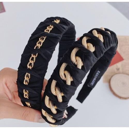 Baroque Vintage Metal Chain Black Hairband Headband Hair Accessories