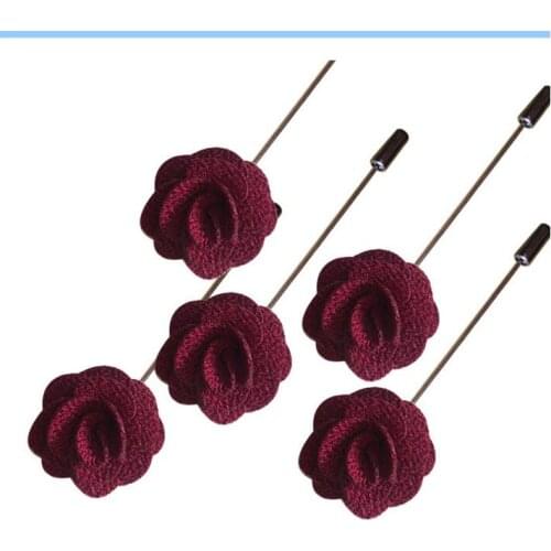 20Pcs/Bag Handmade Guest Boutonniere Pins Silk Rose Artificial Flowers Groomsman Best Men Women Brooch Corsage Wedding Flower