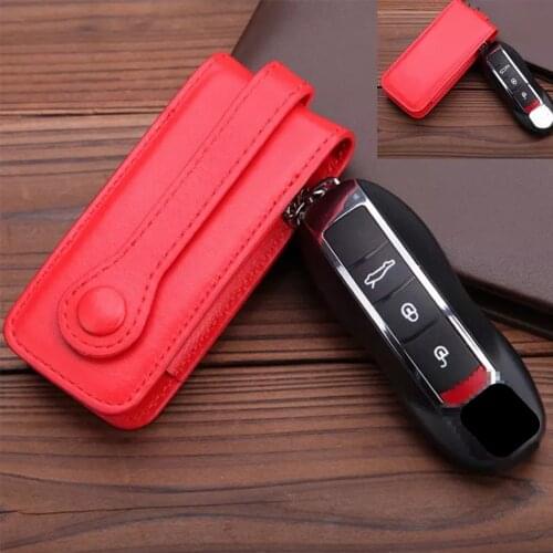 1Pcs Top Layer Geniune Leather Car Auto Key Cover Case Shell Key Holder For Porsche Cayenne Panamera Macan Cayman 911