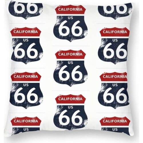 California Route 66 Cushion Cover Sofa Home Decor Sign USA Square Throw Pillow Case 45x45