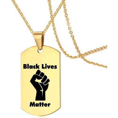 Black fist lives matter necklace african-american black protest military necklace army tag memorial stainless steel jewelry
