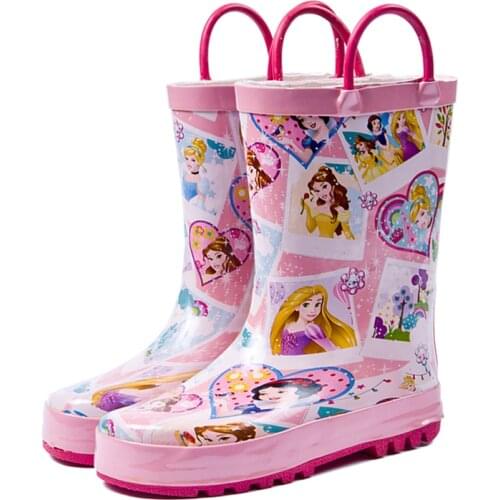 New Disney Handkerchief Pink Girls Princess Children Rain boots boys Water shoes Overshoes Parenting shoes car frozen boots