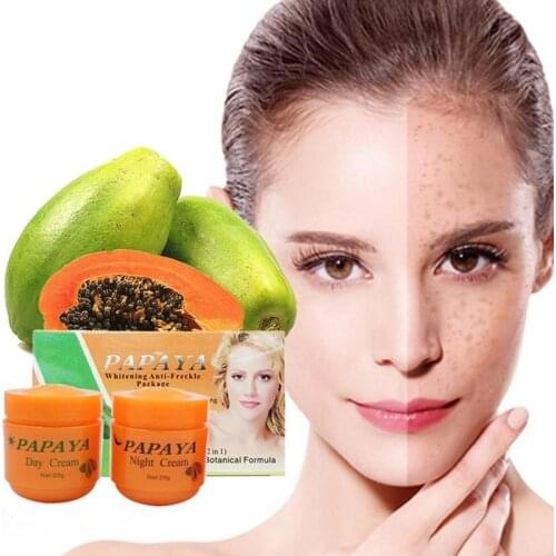 2pcs Day And Night Papaya Cream Improves Dark Skin Whitening Moisturizer Vitamin C Anti-freckle Refreshing Moisturizing Creams
