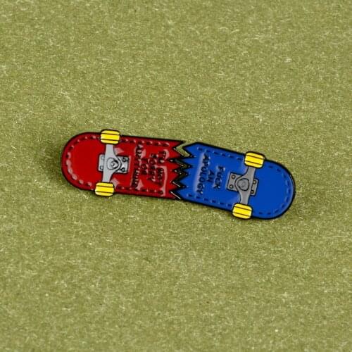 Cartoon Double-dealer Enamel Pin Blue Red Skateboard Brooches Fashion Jewelry Gift for Friends Backpack Clothes Accessories