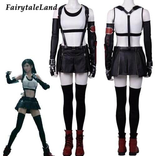 FF7 Tifa Lockhart Costume Adult Cosplay Final Fantasy VII Remake Halloween Outfit Sexy Women Party Suit Game Accessories Boots